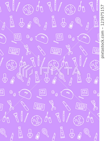 可愛的手寫化妝品白色背景圖案 123975157