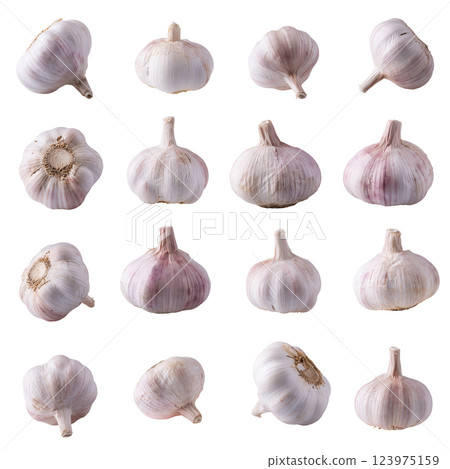 Close up raw garlic isolated on a white background Close up raw garlic isolated on a white background 123975159