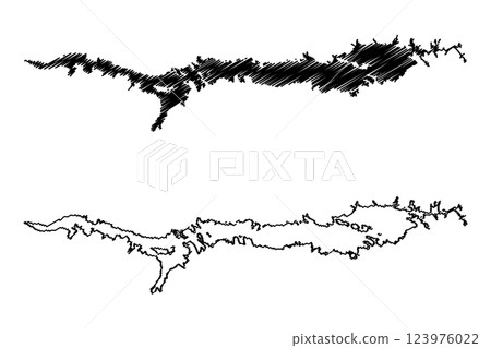 Lake Cahora Bassa (Africa, Republic of Mozambique) map vector illustration, scribble sketch Cabora Bassa map Lake Cahora Bassa (Africa, Republic of Mozambique) map vector illustration, scribble sketch Cabora Bassa map 123976022