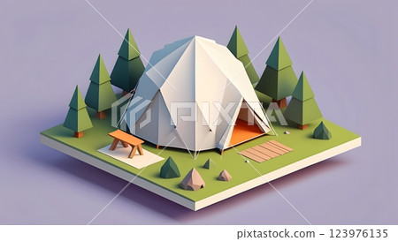 Miniature illustration of outdoor camping 123976135