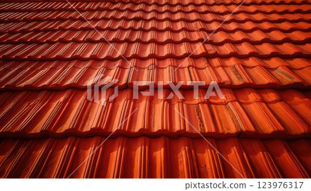 AI image: Brown tile roof 123976317