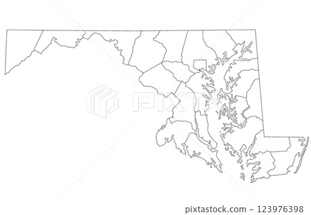 Maryland Map. High detailed illustration map - outline Maryland State Map Maryland Map. High detailed illustration map - outline Maryland State Map 123976398