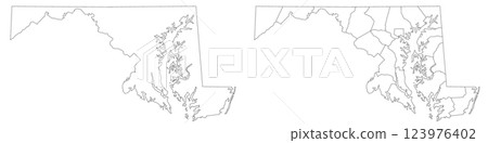 Maryland Map. Maryland administrative map, Maryland outline and counties state map set - illustration version Maryland Map. Maryland administrative map, Maryland outline and counties state map set - illustration version 123976402