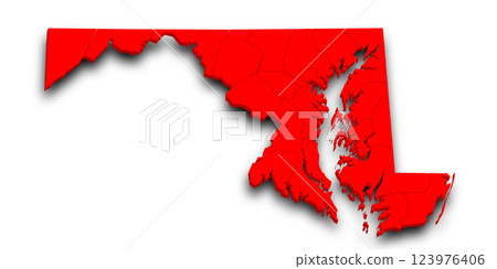 Maryland Map. 3d Map of Maryland state with color. United State of America, US, United State Maryland Map. 3d Map of Maryland state with color. United State of America, US, United State 123976406