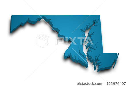 Maryland Map. 3d Map of Maryland state with color. United State of America, US, United State Maryland Map. 3d Map of Maryland state with color. United State of America, US, United State 123976407