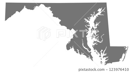 Maryland map. Shape of the Maryland state. Flat blank Maryland outline 123976410