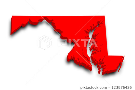 Maryland Map. 3d Map of Maryland state with color. United State of America, US, United State Maryland Map. 3d Map of Maryland state with color. United State of America, US, United State 123976426
