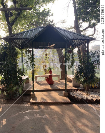A resting place near a lake in Dhaka, Bangladesh, a developing country overseas 123976655