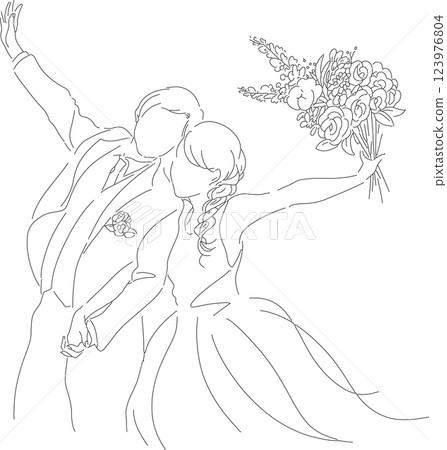 Wedding line drawing illustration 123976804