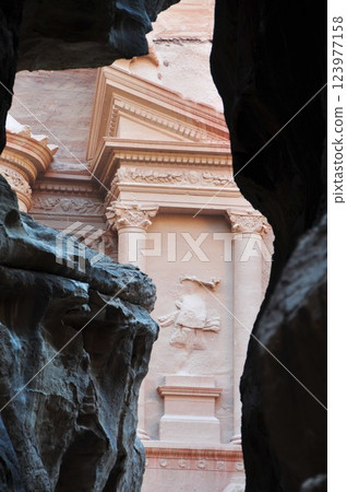 Petra, Jordan, Petra, Petra ruins, Al Khazne (The Treasury) as seen from the Sheikh 123977158