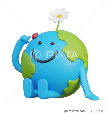 Sitting Earth Character 3D Graphics 123977340