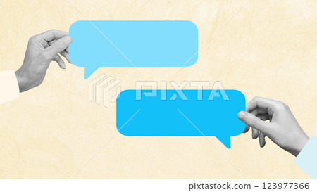 Chat bubble for communication and conversation. thinking and responding with abstract speech, modern 123977366