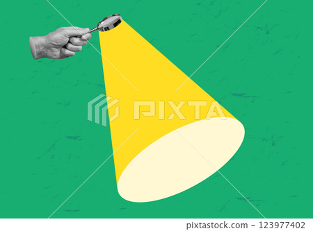Magnifying glass for research and analysis. Hand holding loupe to inspect details, data, and objects Magnifying glass for research and analysis. Hand holding loupe to inspect details, data, and objects 123977402