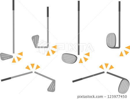 Illustration set of various broken golf clubs Illustration set of various broken golf clubs 123977450