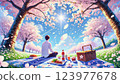Cherry blossoms falling in the afternoon 123977678
