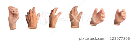 An elderly woman with outstretched fingers, grasping and holding an invisible object. Knuckles 123977806