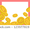 Illustration of flying coins with frame 123977819