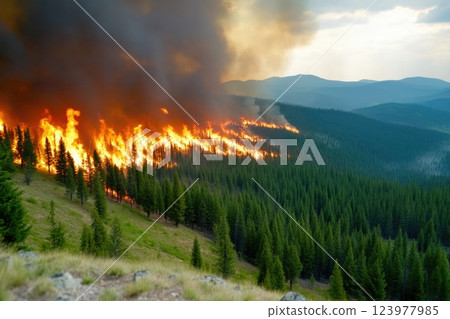 Fierce Flames Consuming Forests in National Park 123977985
