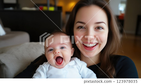 Loving mother and infant sharing an intimate moment Loving mother and infant sharing an intimate moment 123978035