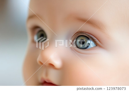 Newborn Baby with Wonder in Eyes 123978073