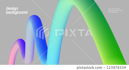 Template with colorful gradient squiggles shapes. Template with colorful gradient squiggles shapes. 123978334