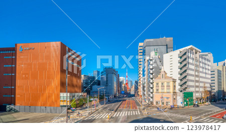 Tokyo cityscape, Tokyo Tower and Route 1 Tokyo cityscape, Tokyo Tower and Route 1 123978417