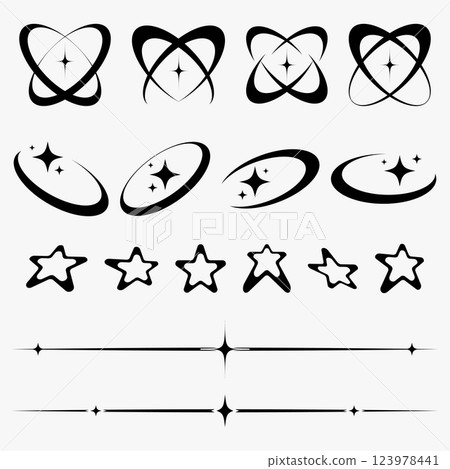 Aesthetic Y2K Elements with Sparkles Stars and Abstract Shapes for Retro Futuristic and Trendy Digital Designs Aesthetic Y2K Elements with Sparkles Stars and Abstract Shapes for Retro Futuristic and Trendy Digital Designs 123978441
