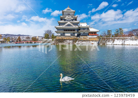 冬天的松本城，長野縣松本市 123978459