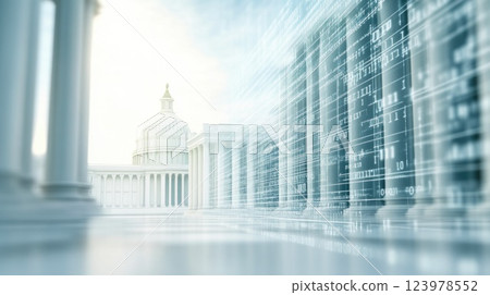 Government facility secured with cutting-edge surveillance technologies 123978552