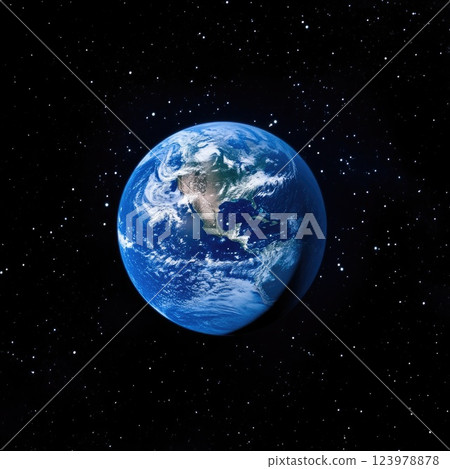 Earth Surrounded by Cosmic Stars and Dark Void 123978878