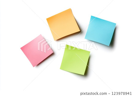 Bright Colored Sticky Note on White Background Bright Colored Sticky Note on White Background 123978941
