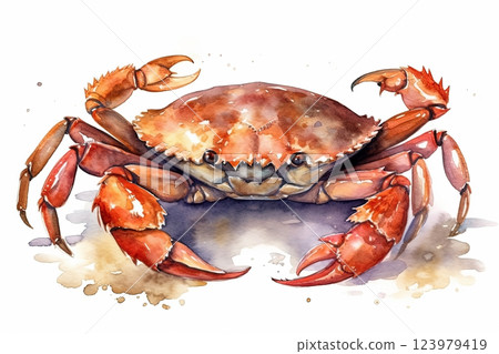 Watercolor crab illustration on white background 123979419