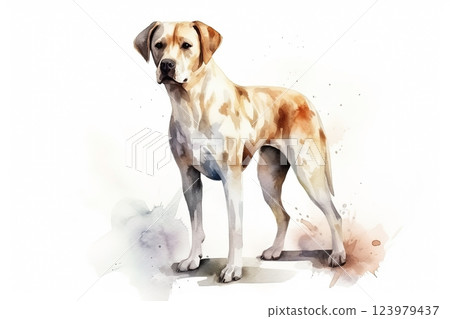 Watercolor dog illustration on white background 123979437