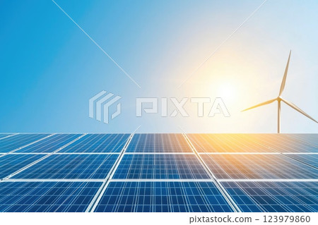 Solar and wind energy creating a sustainable future 123979860