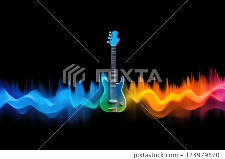 Vibrant sound wave resembling a guitar silhouette 123979870