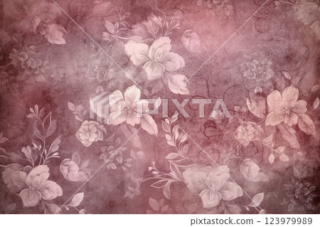 Vintage background, floral illustration. Old paper texture. Ai generated 123979989
