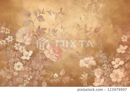 Vintage flowers background. Old floral wallpaper. Ai generated 123979997