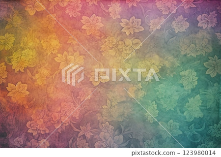 Vintage flowers background. Old paper texture. Ai generated 123980014
