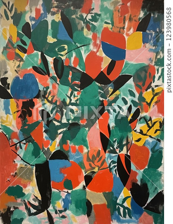 Retro flowers abstract art, Matisse style illustration. Ai generated Retro flowers abstract art, Matisse style illustration. Ai generated 123980568