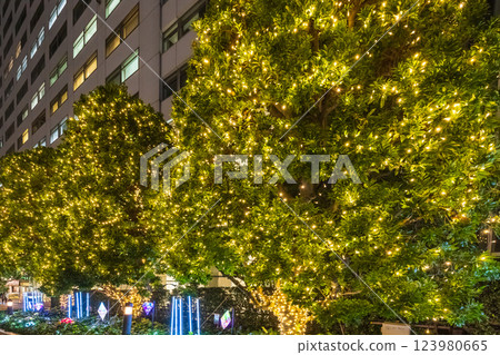 新宿南口的聖誕燈飾,東京夜景 新宿南口的聖誕燈飾,東京夜景 123980665