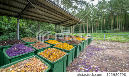 Zero Waste Organic Material in Green Containers 123980798
