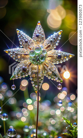 golden flower with bokeh background 123980873
