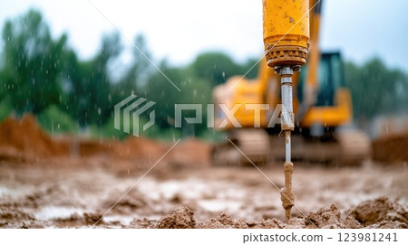Water Well Drilling in Open Construction Zone Water Well Drilling in Open Construction Zone 123981241