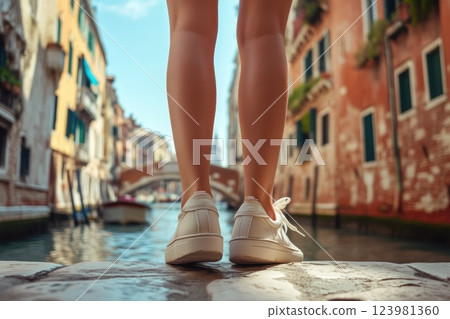 Exploring Venice Streets, Close-Up of Sneakers 123981360