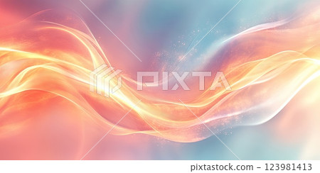 Colorful abstract waves create a soothing and dynamic backdrop in soft hues of orange, pink, and blue Colorful abstract waves create a soothing and dynamic backdrop in soft hues of orange, pink, and blue 123981413