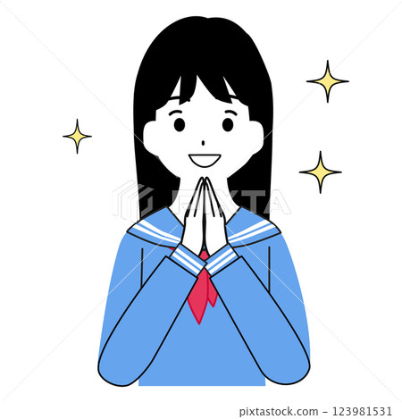眼睛閃閃發光的女學生插圖 眼睛閃閃發光的女學生插圖 123981531