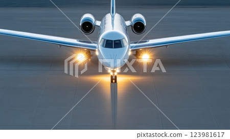 Close-up of airplane lights before touchdown Close-up of airplane lights before touchdown 123981617
