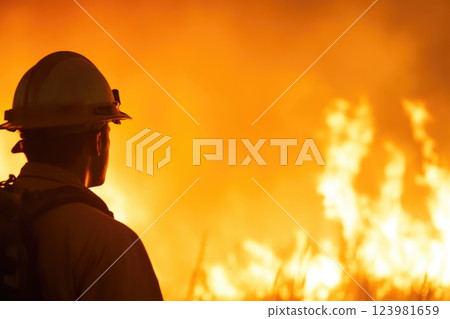 Firefighters in dangerous battle against wildfires 123981659