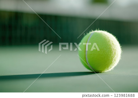Detailed View of Tennis Ball Detailed View of Tennis Ball 123981688