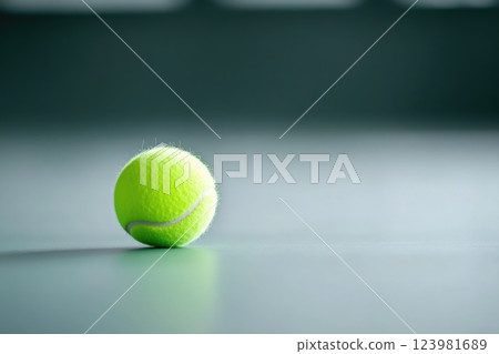Tennis Ball Lying on Court Tennis Ball Lying on Court 123981689